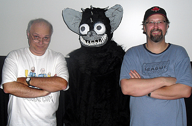 Mike Cook and writer/director Christopher R. Mihm pose with the bat!